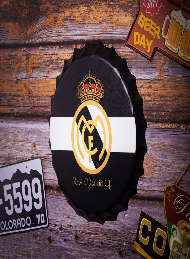 EAZYWAGON Decorative Metal Bottle Caps Wall Sign Plates - 14X14 Inches - Real-Madrid | Metal Wall Hanging Bottle Cap for Home, Farmhouse, Bar & Cafe Decoration | Vintage & Retro Look Plaques - Image 2